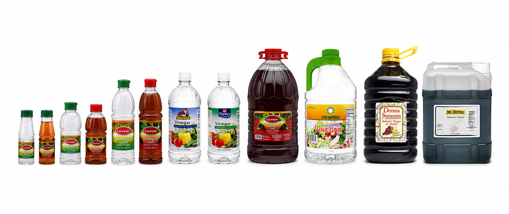 Portafolio de vinagres tinto, blanco, destilado y balsámico Multifoods