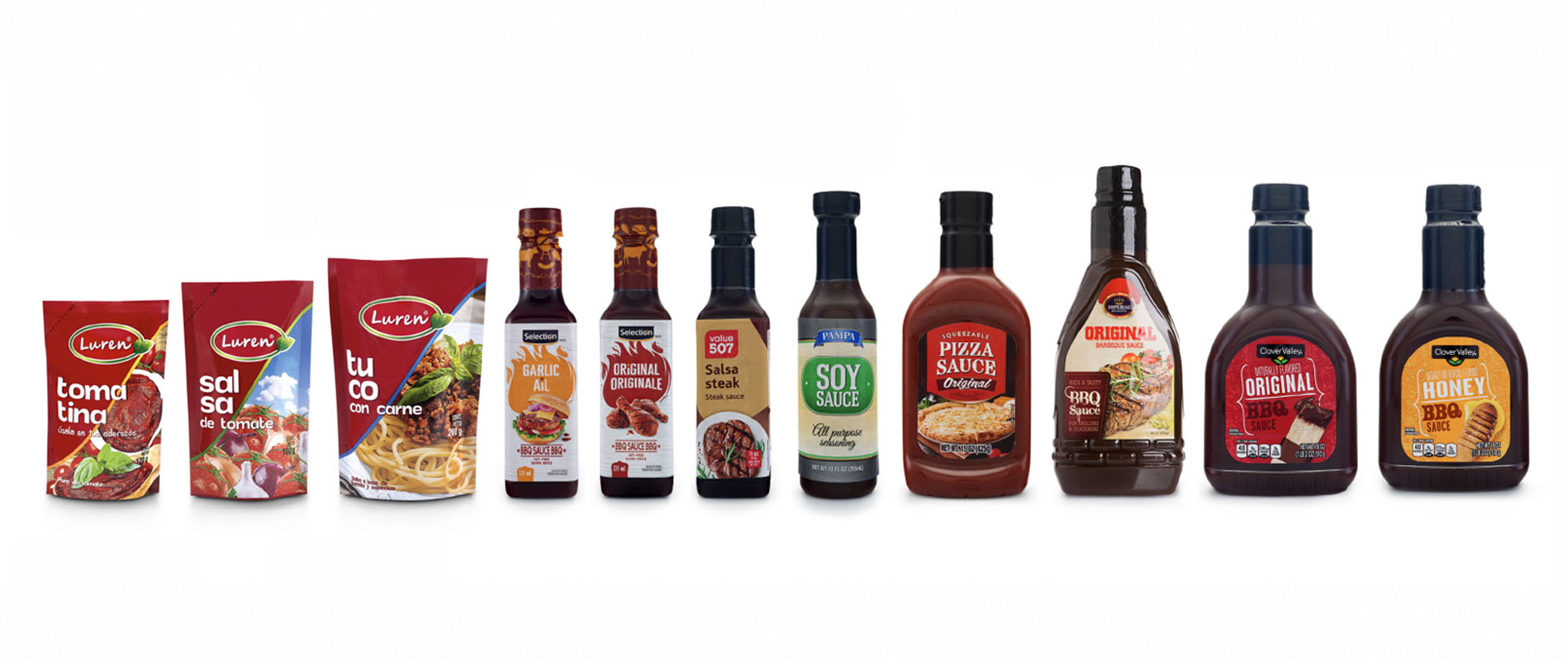 Portafolio de salsas BBQ, soya, teriyaki, worcestershire y pastas de tomate Multifoods