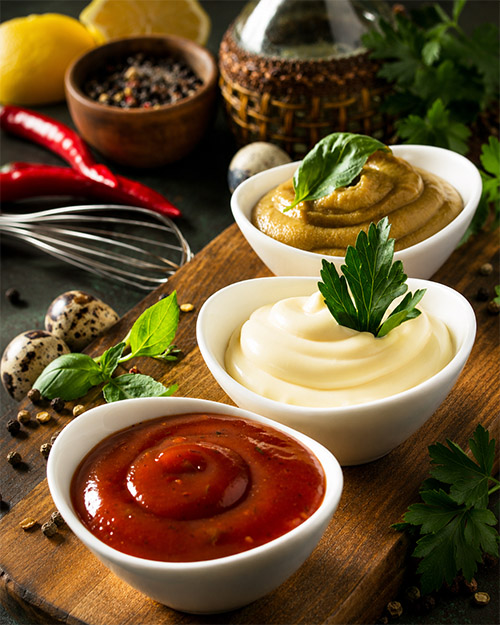 Ketchup, mostaza y mayonesa